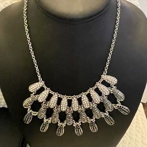 Liz Claiborne pretty black and white pave statement necklace